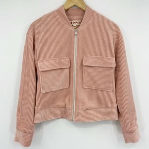 Trelise Cooper Blushing Thoughts Corduroy Bomber Jacket Pink Sz XS